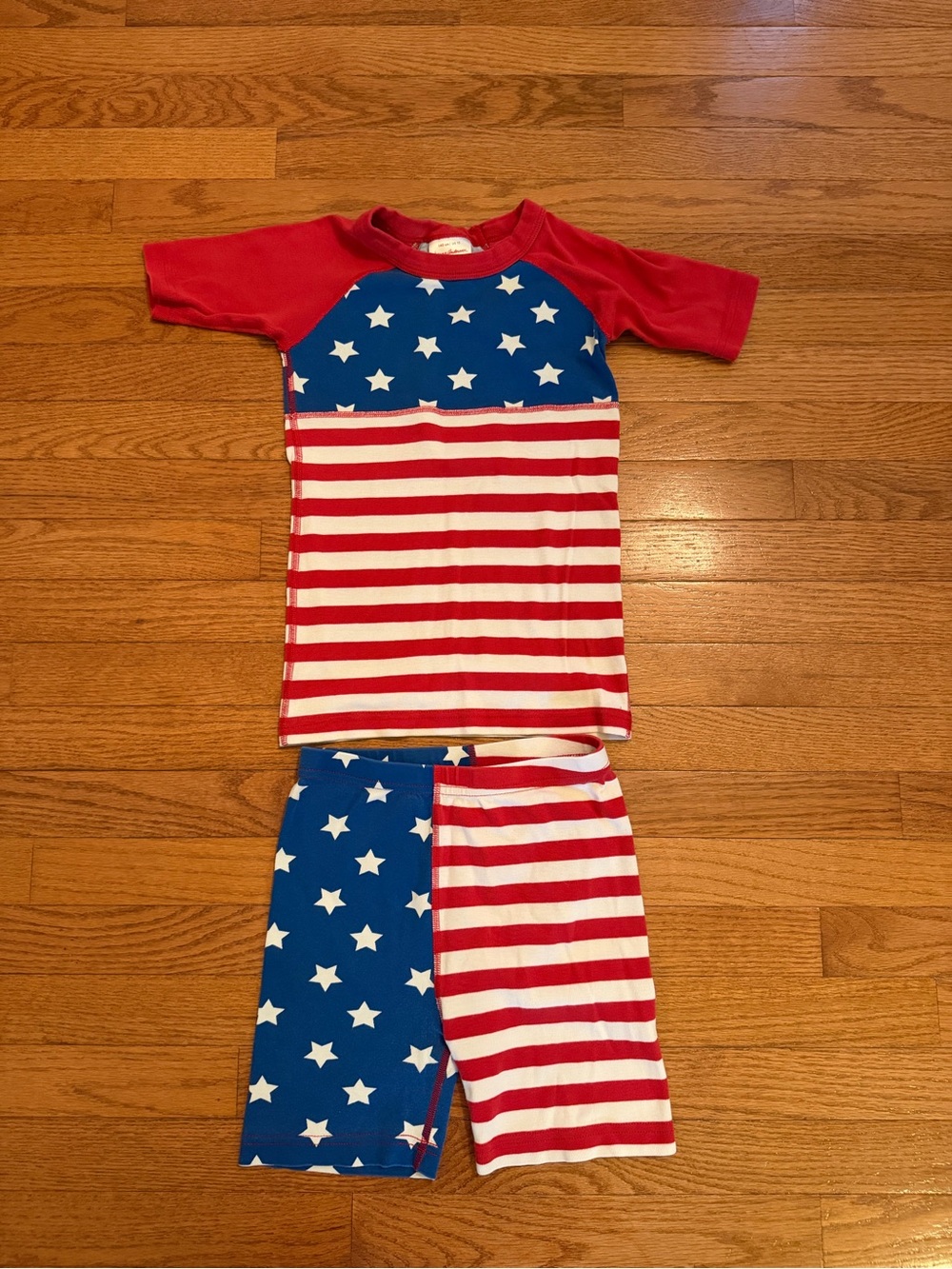 Hanna Andersson Red White and Blue Flag Patriotic Pajamas 140/10